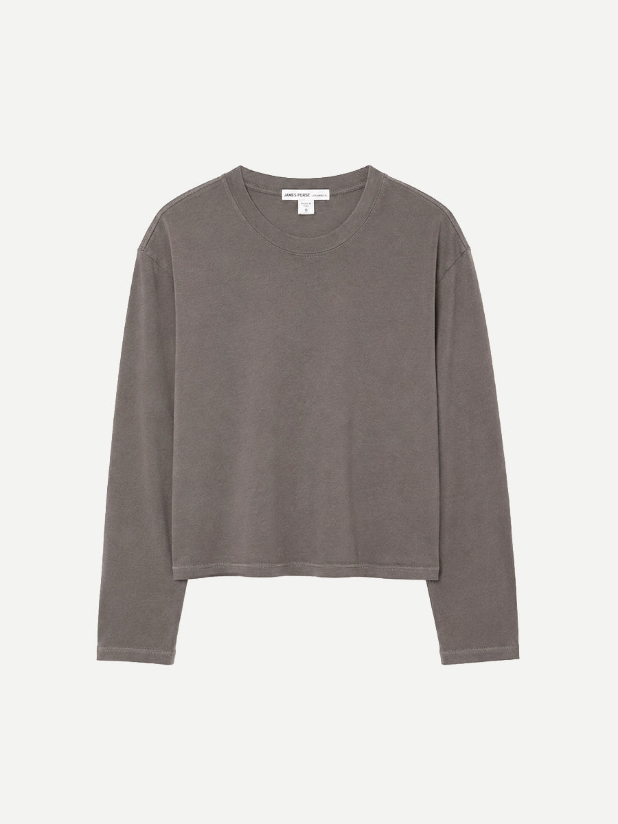 Boxy Long Sleeve Tee in Concrete Pigment