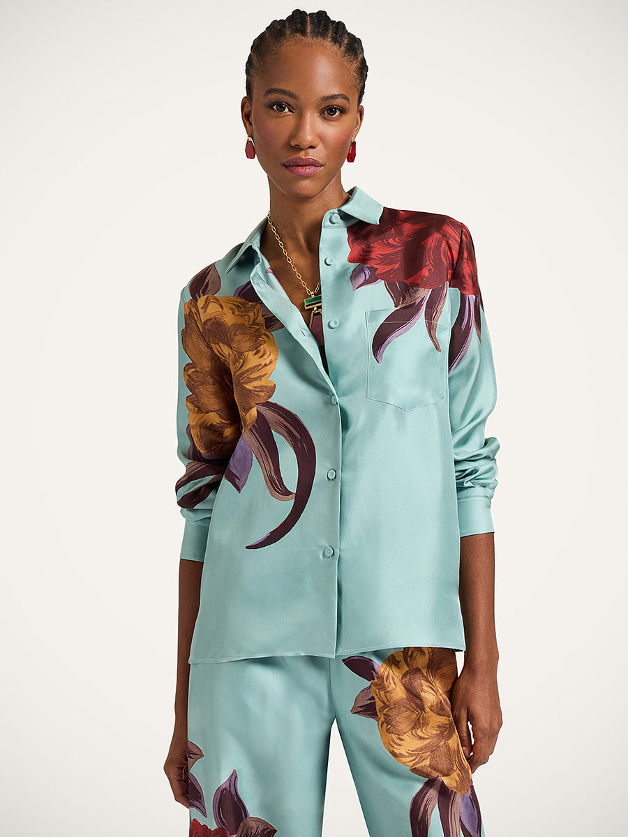 Boy Shirt in Peony Placee Blue