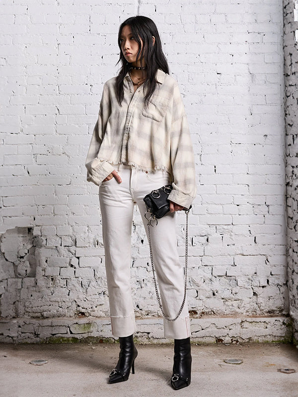 R13 | Boy Straight w/Cuff in Sutton White