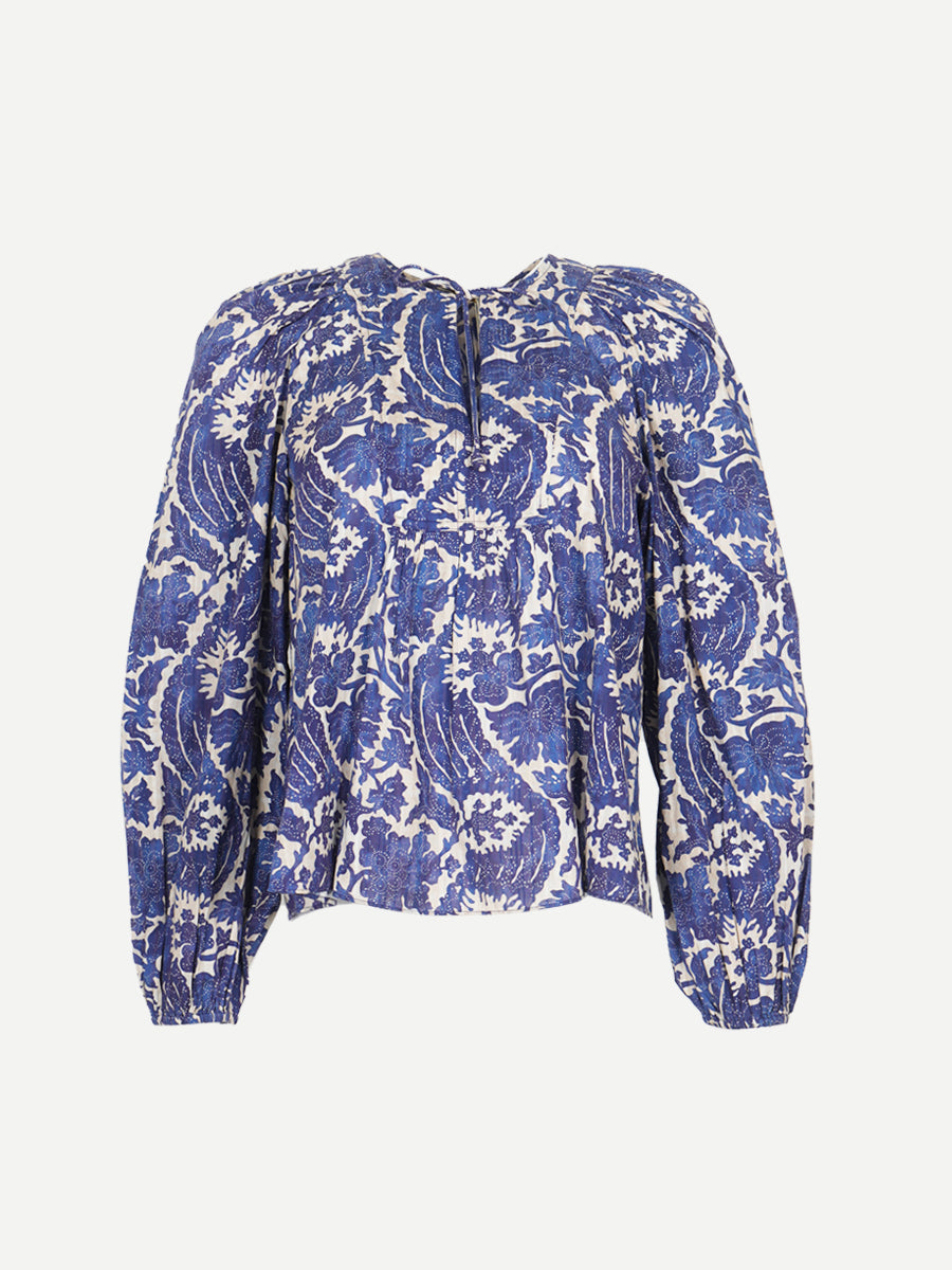 Ulla Johnson Brea Long Sleeve Blouse in Ocean