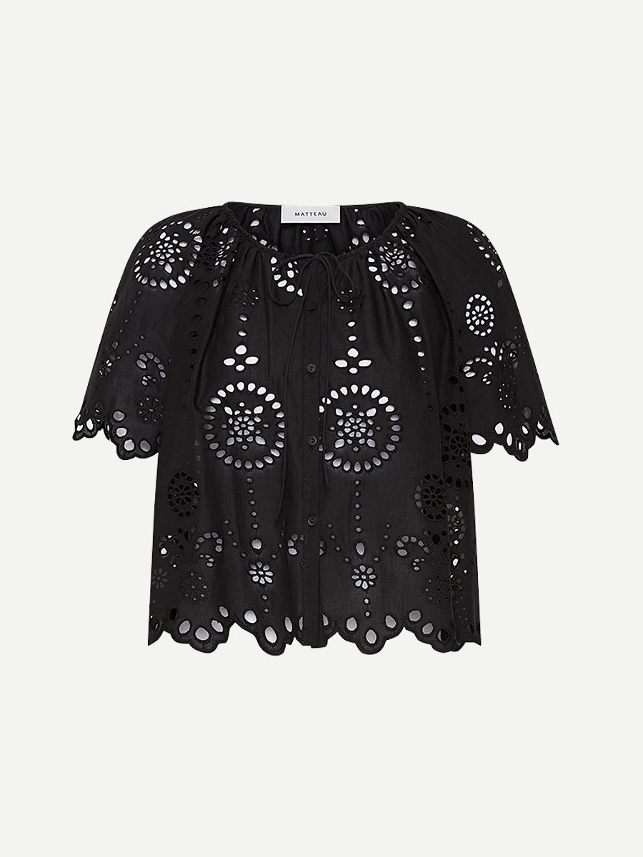 Broderie Blouse in Black