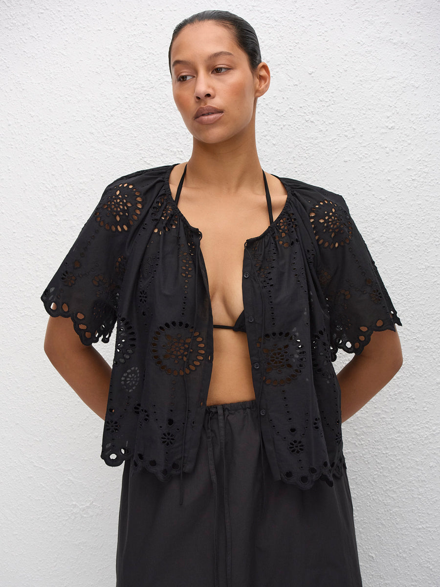 Broderie Blouse in Black