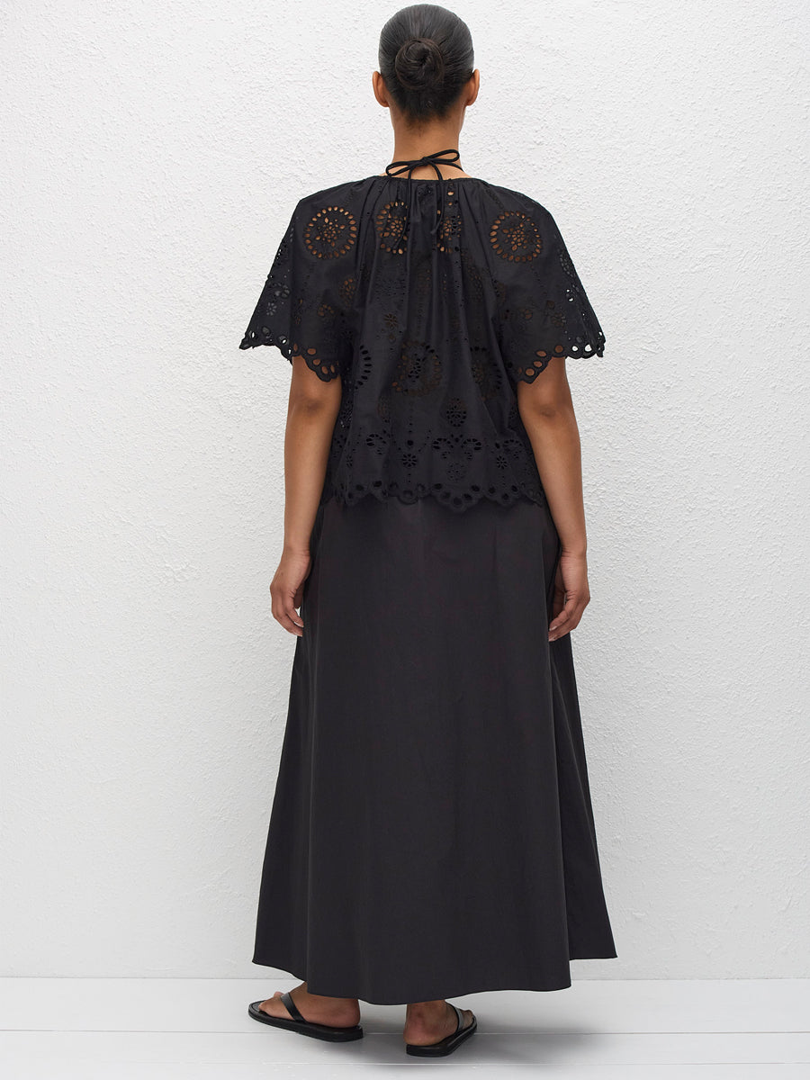 Broderie Blouse in Black