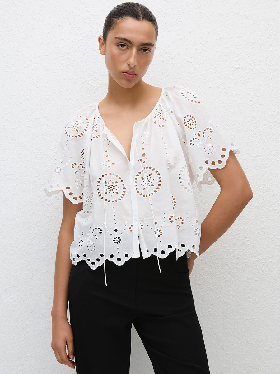 Matteau Broderie Blouse in White