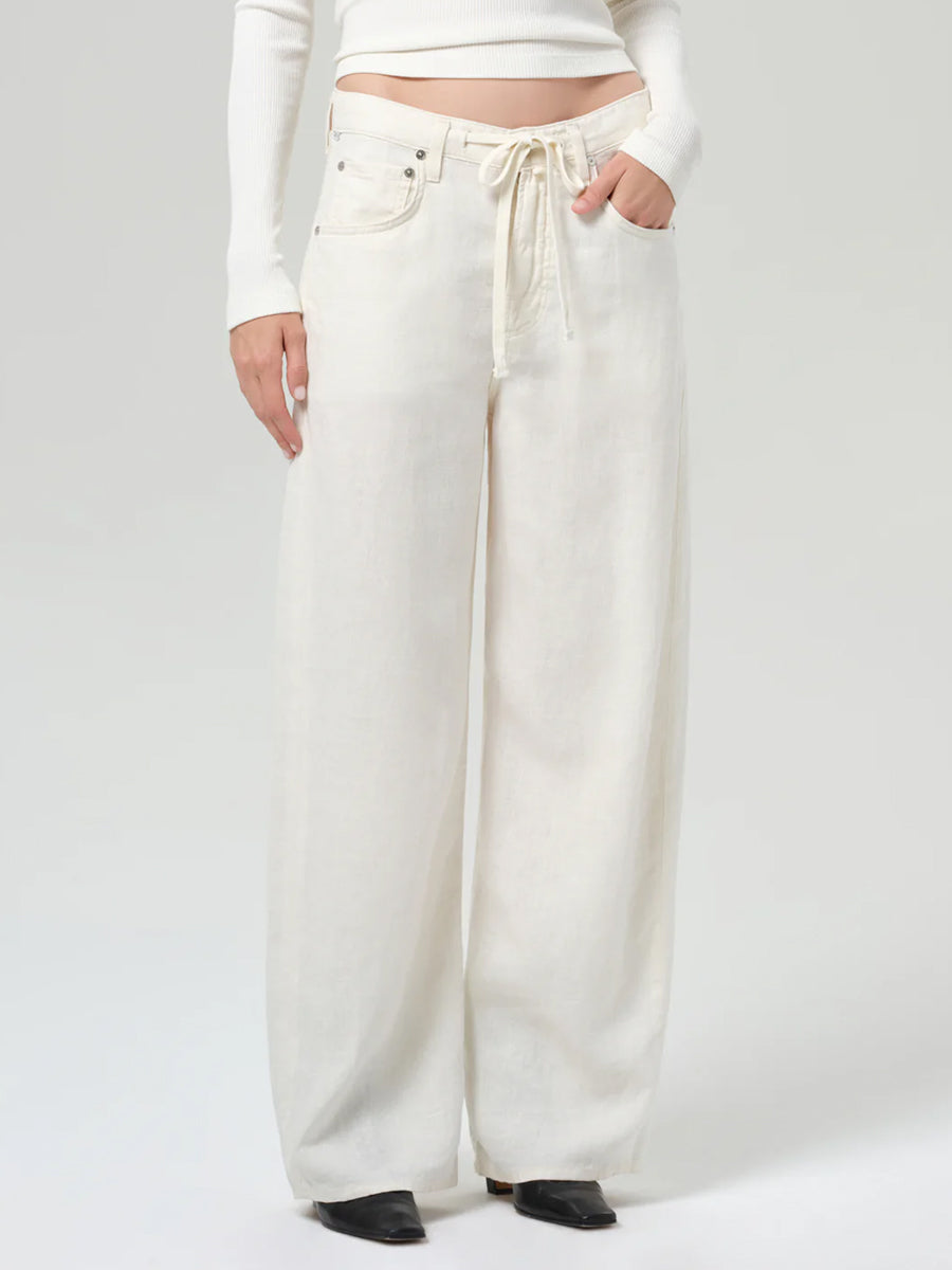 Citizens of Humanity Brynn Drawstring Linen Trouser in Vanilla