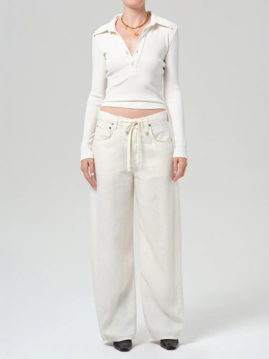 Citizens of Humanity Brynn Drawstring Linen Trouser in Vanilla