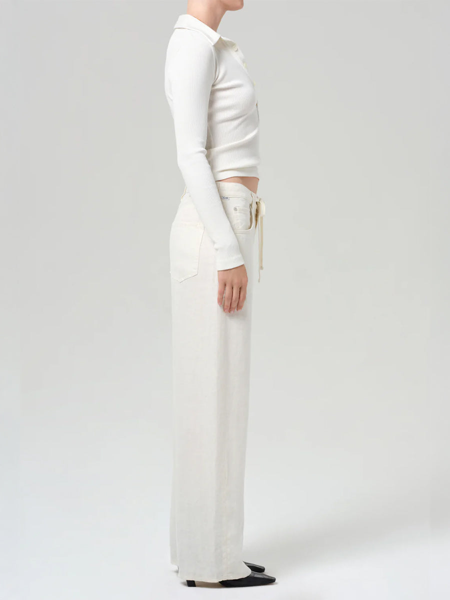 Citizens of Humanity Brynn Drawstring Linen Trouser in Vanilla