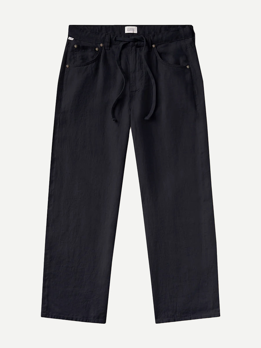 Citizens of Humanity Brynn Drawstring Linen Trouser in Navy