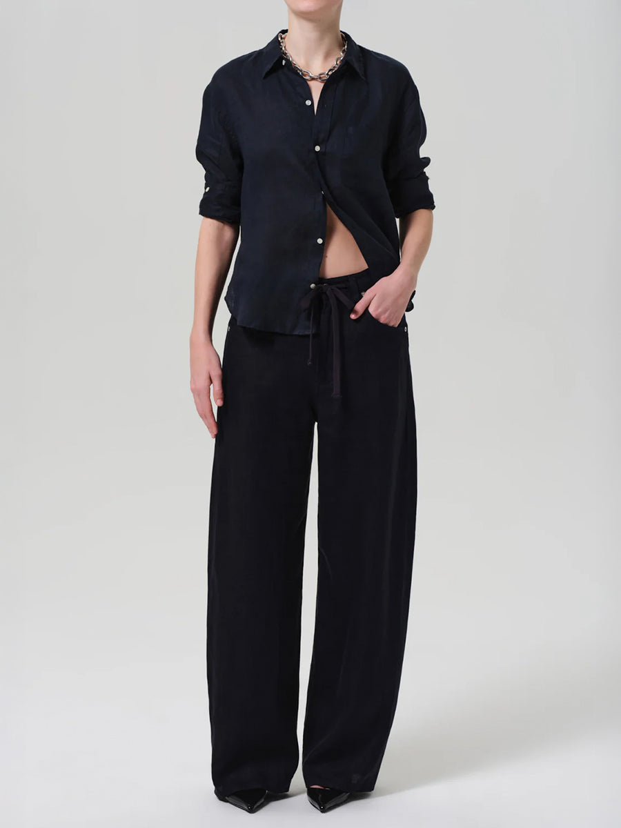 Citizens of Humanity Brynn Drawstring Linen Trouser in Navy