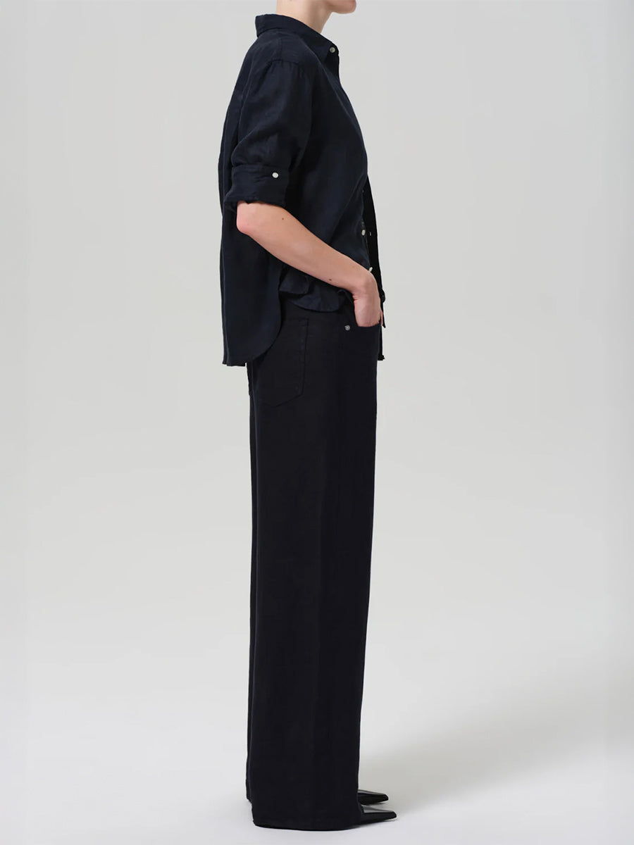 Citizens of Humanity Brynn Drawstring Linen Trouser in Navy