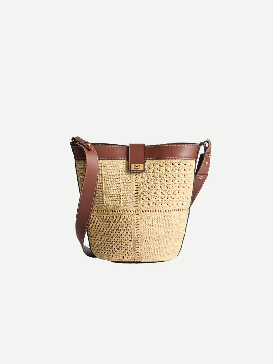 Bucket Patchwork in Natural Raffia