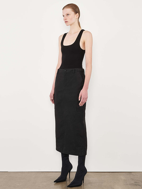 Wardrobe.NYC | Cargo Skirt Midi in Black