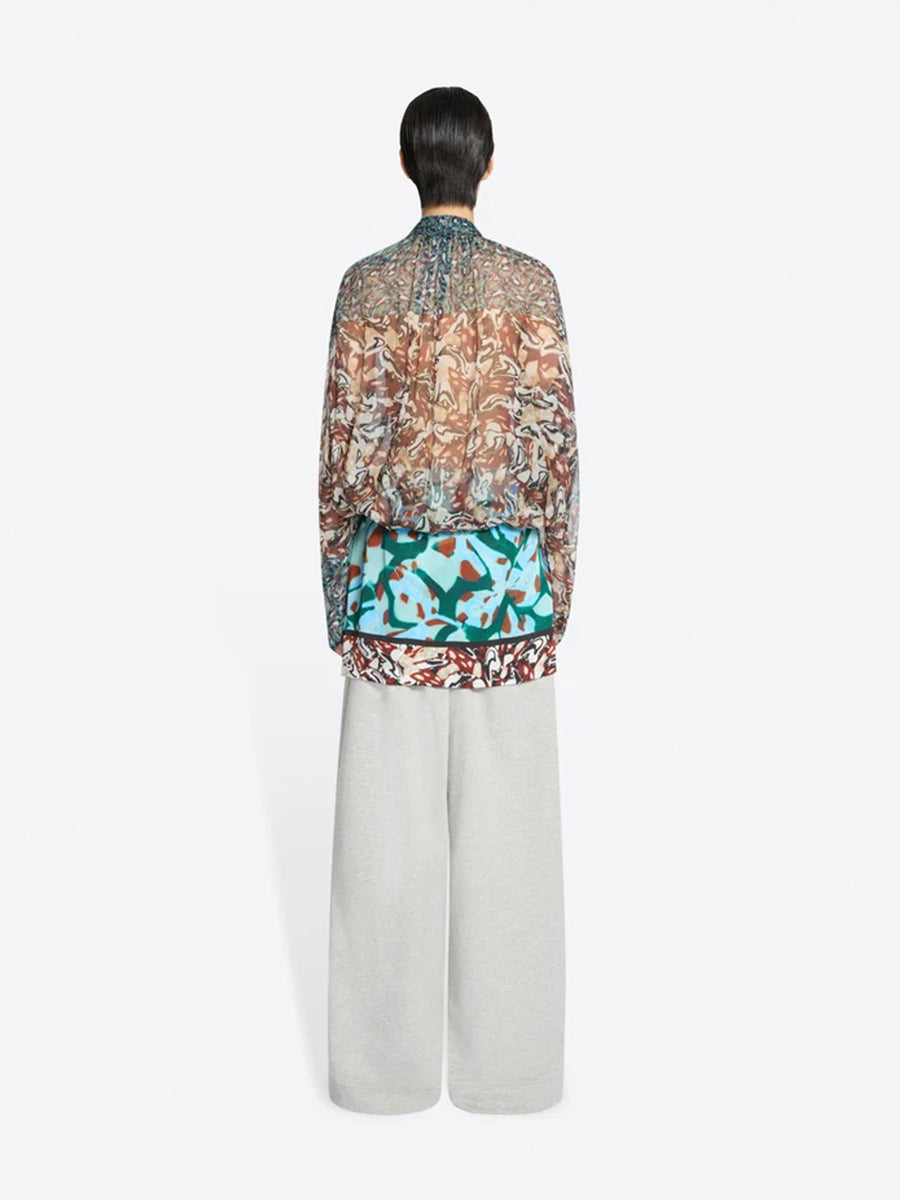Cenvy Scarf Silk Blouse in Petrol Contrast