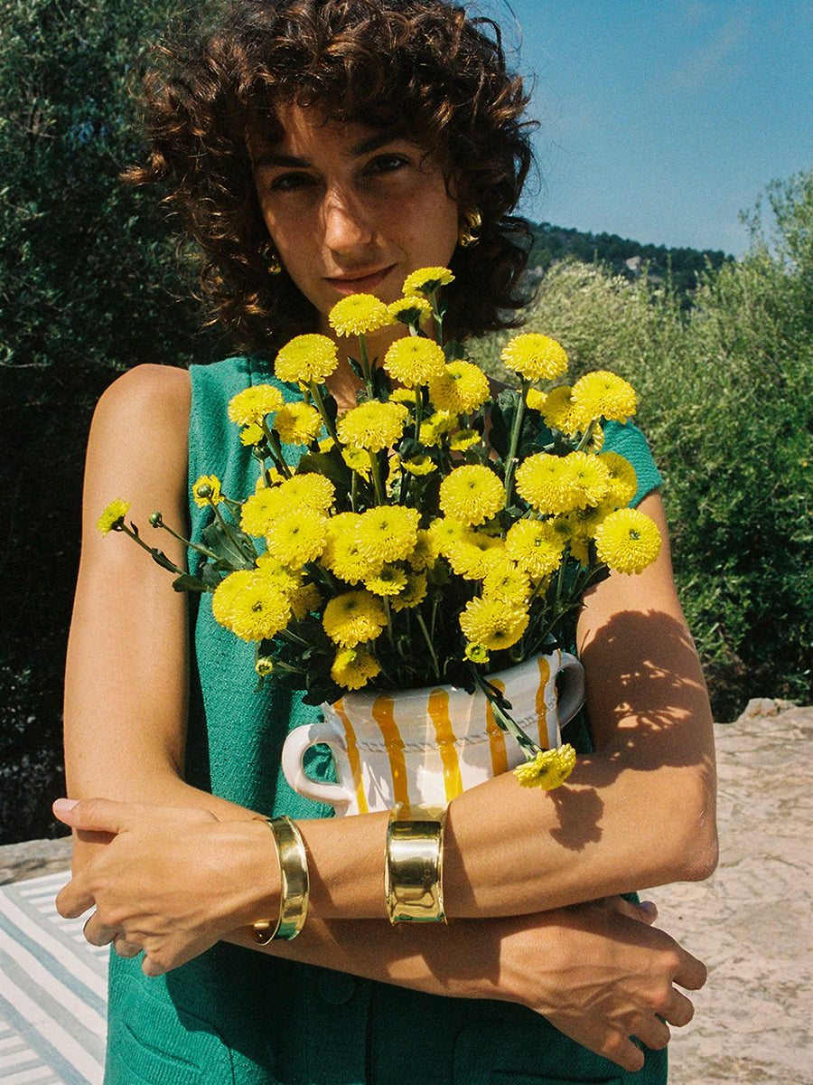 Ceramic Wine Cooler un Yellow Stripe