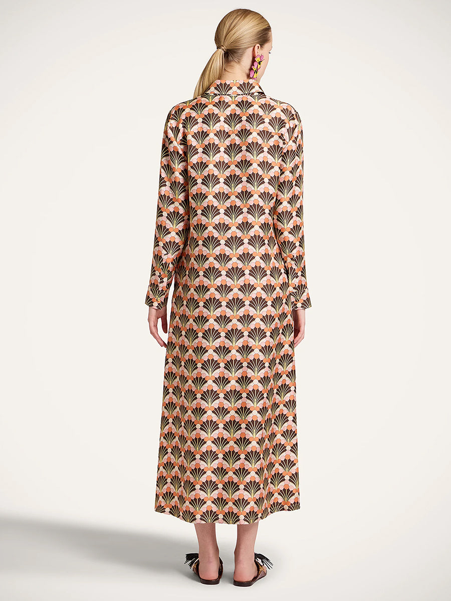 La DoubleJ Chemise Swing Dress in Florette Fan Brown