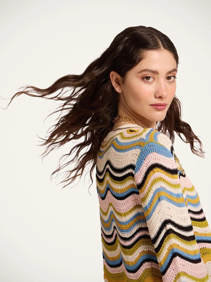 La DoubleJ Chevron Crop Sweater in Pink