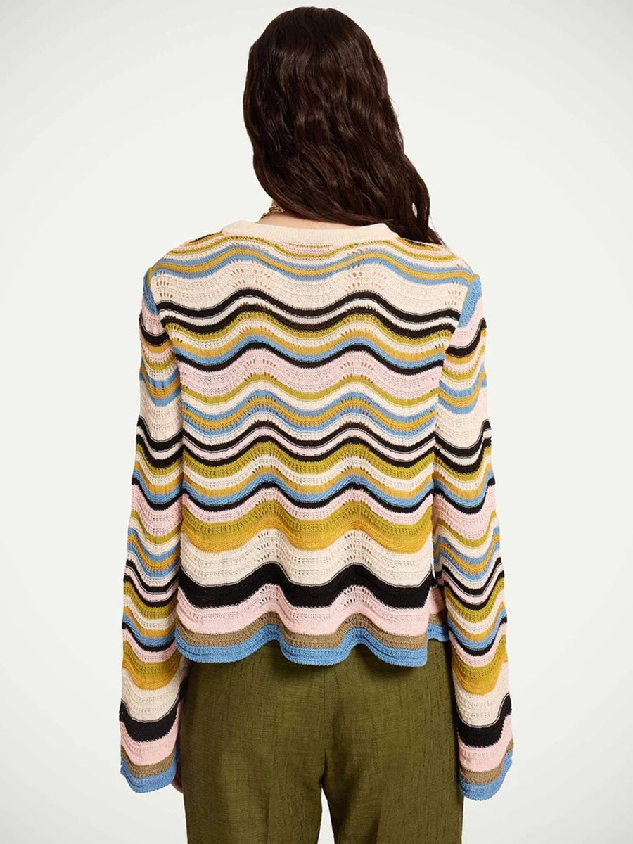 Chevron Crop Sweater in Pink