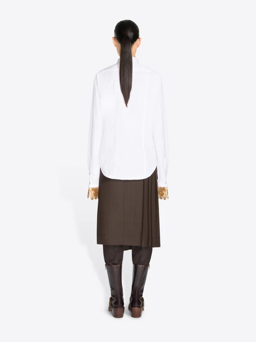 Chloris Embroidered Cotton Shirt in White