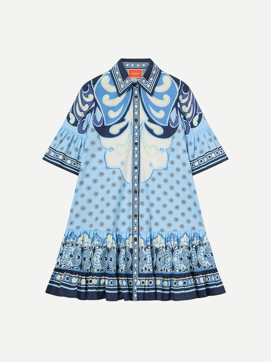 Choux Dress in Cocoon Placee Blue