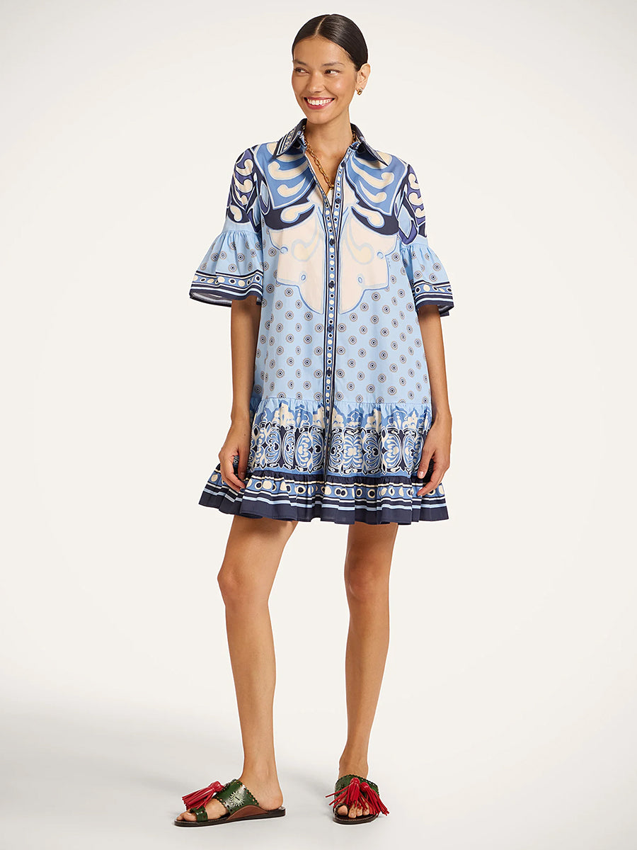 Choux Dress in Cocoon Placee Blue