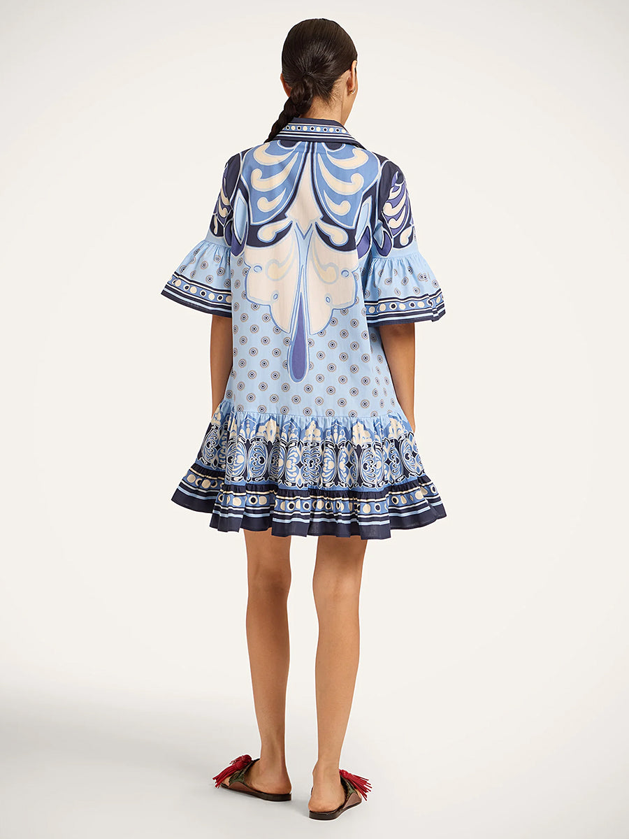 Choux Dress in Cocoon Placee Blue