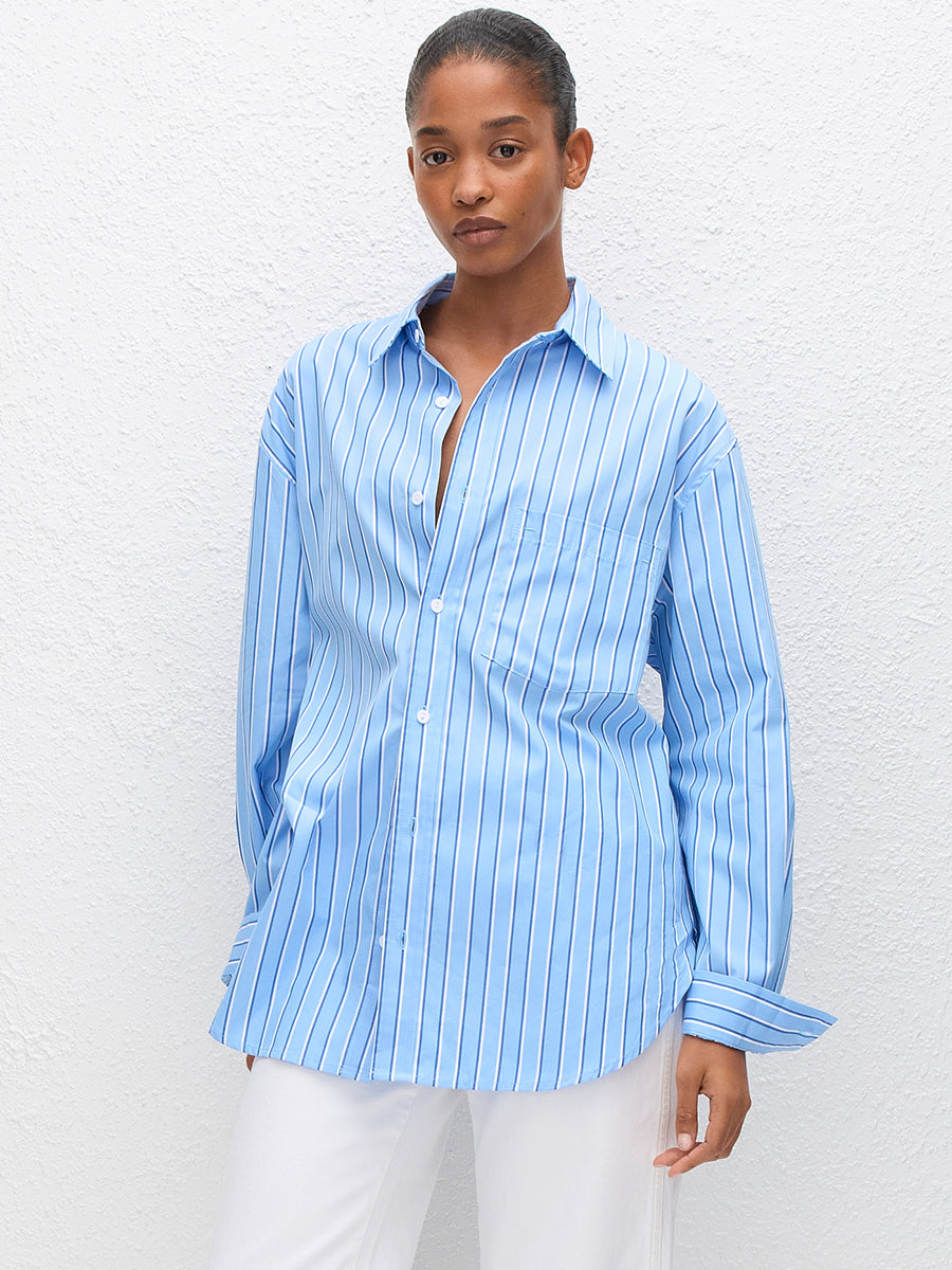 Matteau Classic Stripe Shirt in Capri Stripe