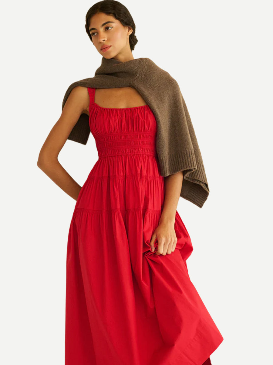 Doen Clover Dress in Deep Tomato