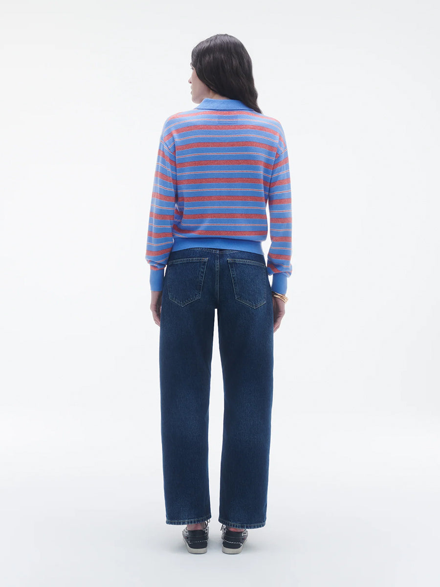 Collegiate Stripe Polo in French Blue Combo