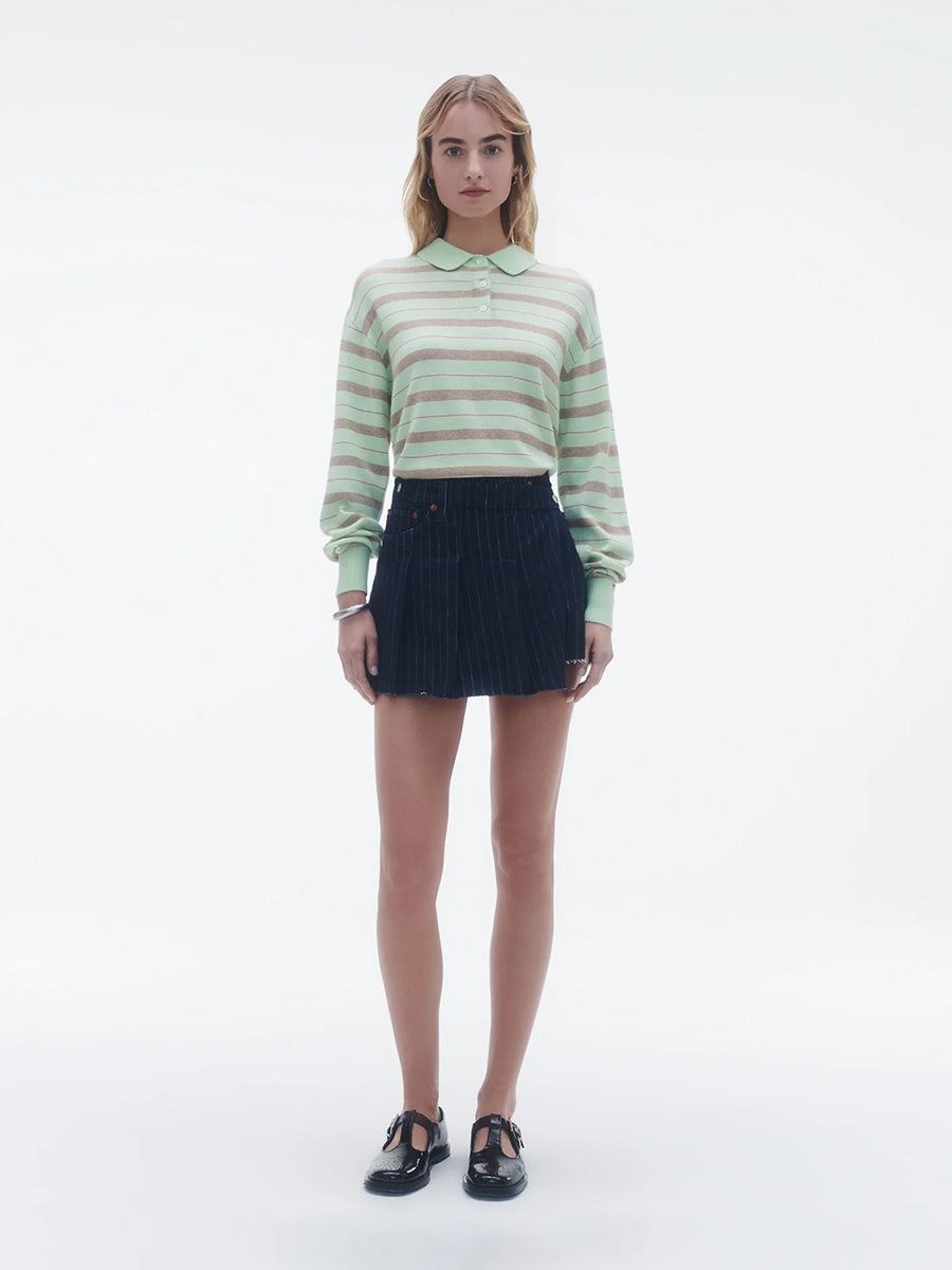 Collegiate Stripe Polo in Mint Combo