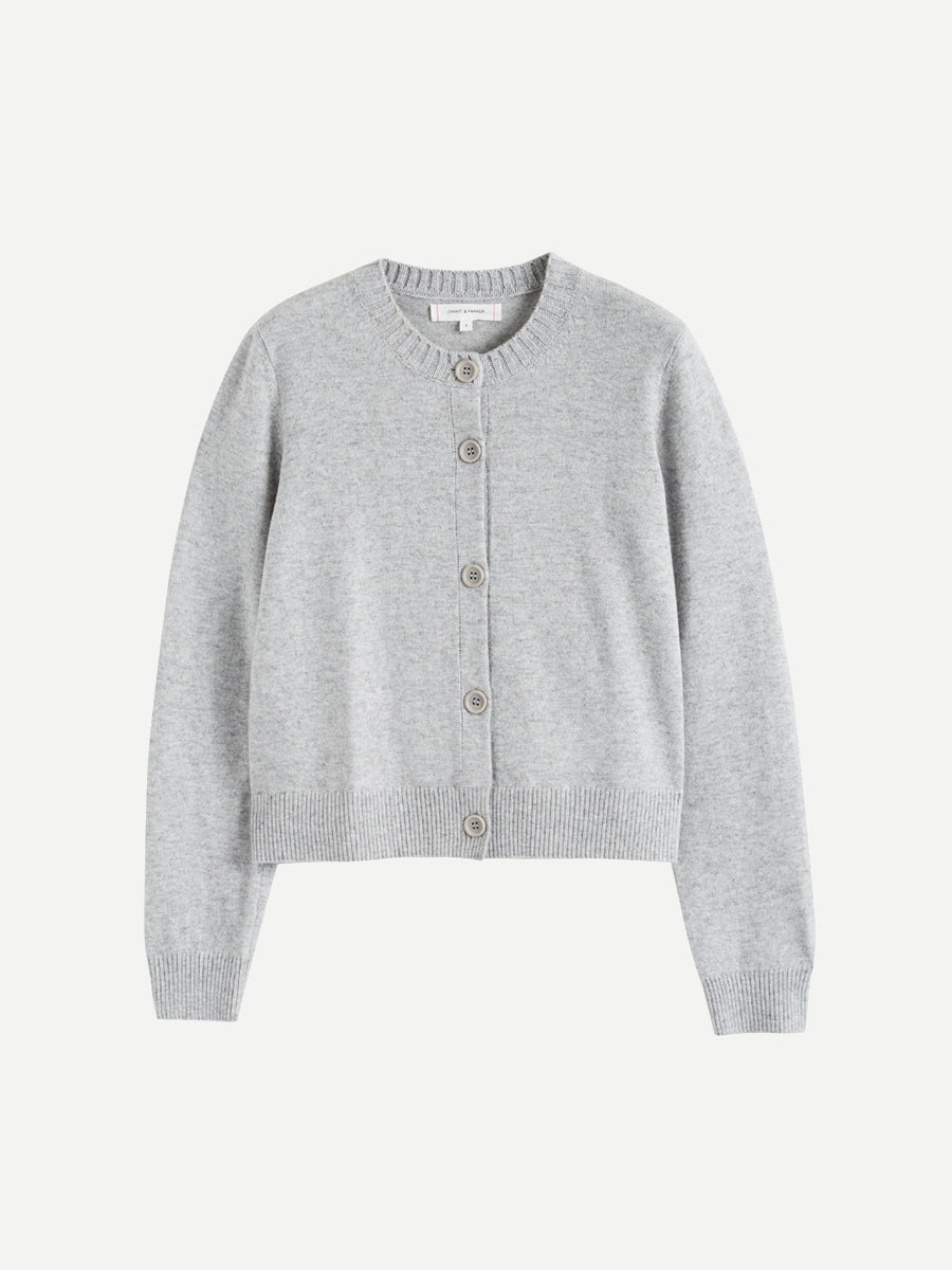 Crew Neck Cardigan in Grey