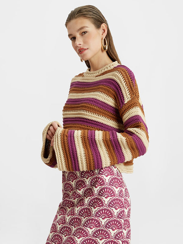 La DoubleJ | Crop Sweater in Chunky Stripes