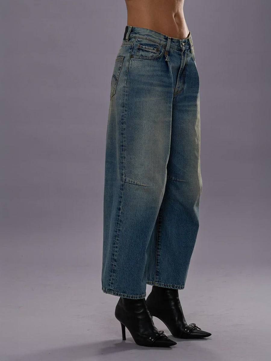 R13 Crop Wide Leg Jean in Veiled Blue