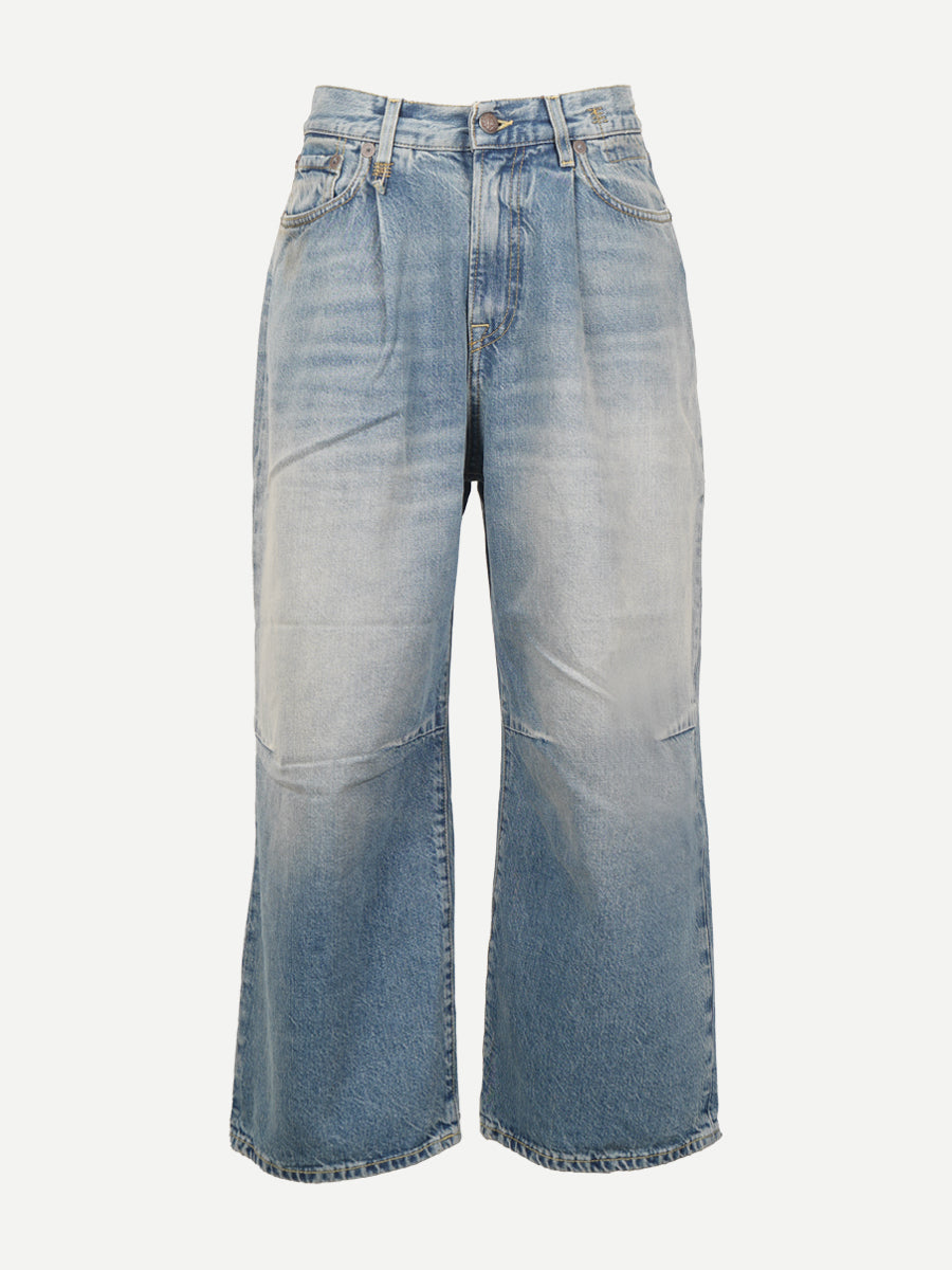 R13 Crop Wide Leg Jean in Veiled Blue
