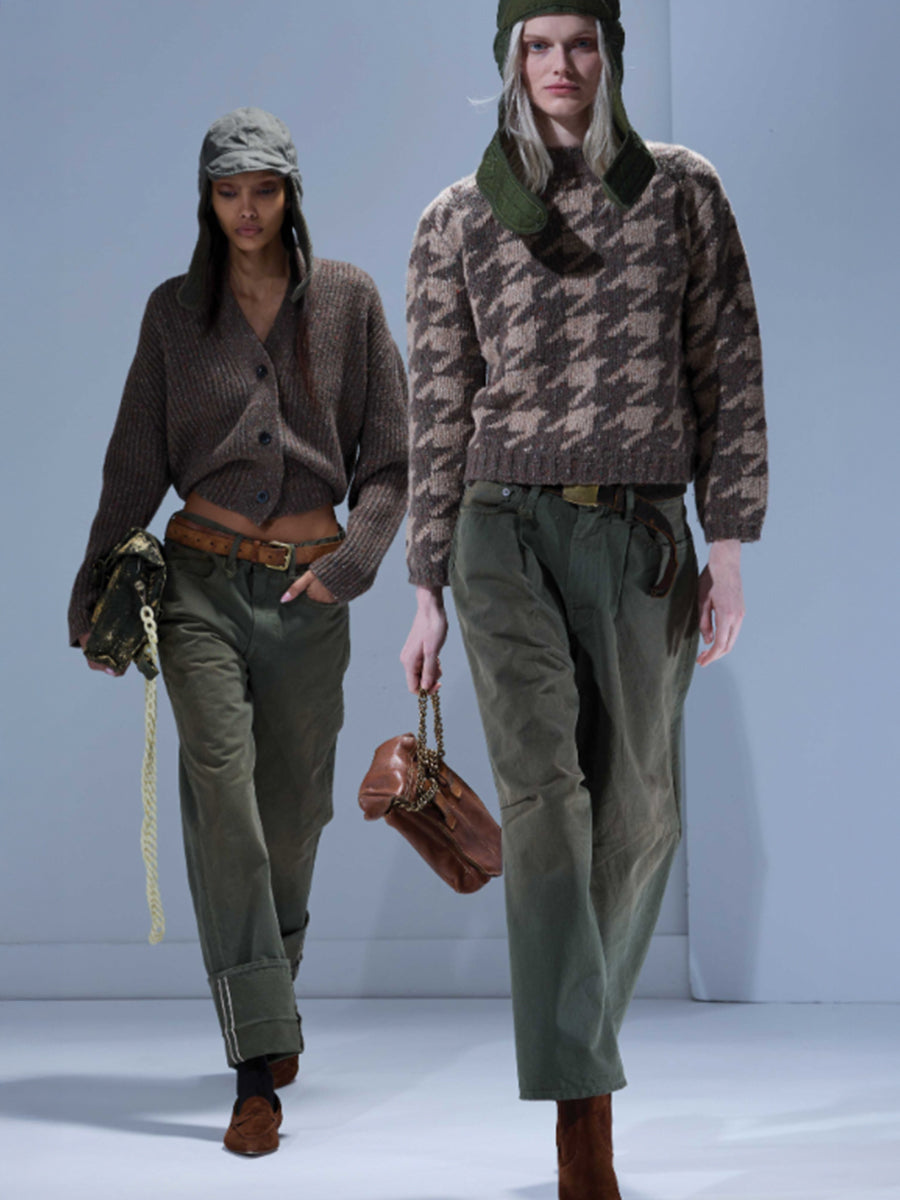 R13 Cuffed Jean in Vintage Olive Selvedge Green