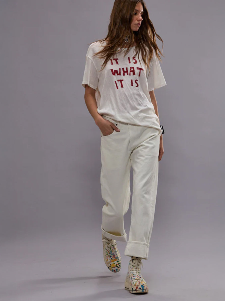 R13 Cuffed X-BF Jean in Bennett White Selvedge