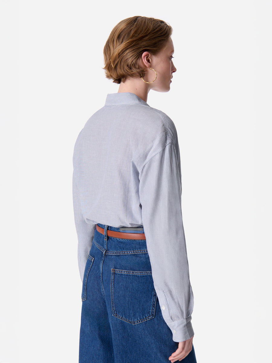 Druyat Shirt in Blanc/Bleu Stripe