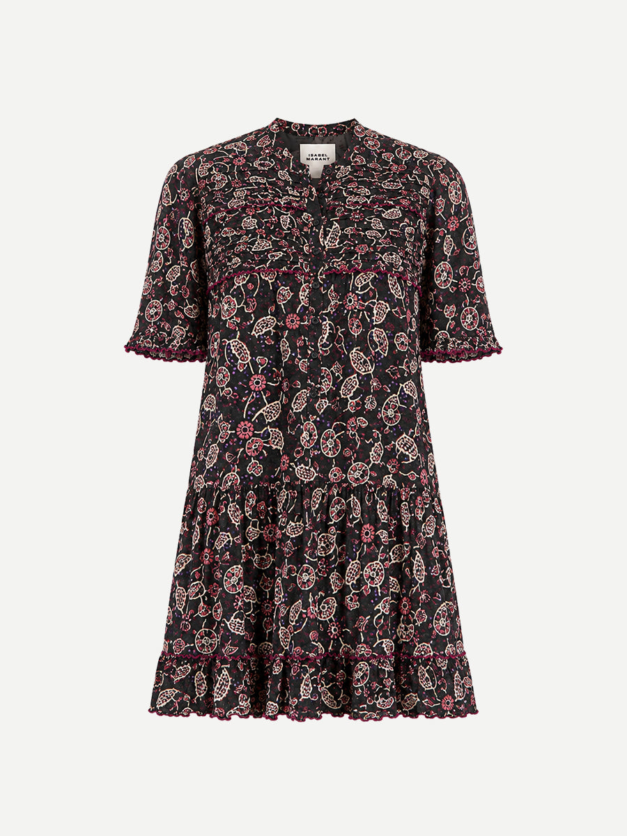 Isabel Marant Daynia Dress in Black/Raspberry