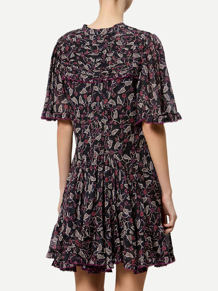 Daynia Dress in Black/Raspberry