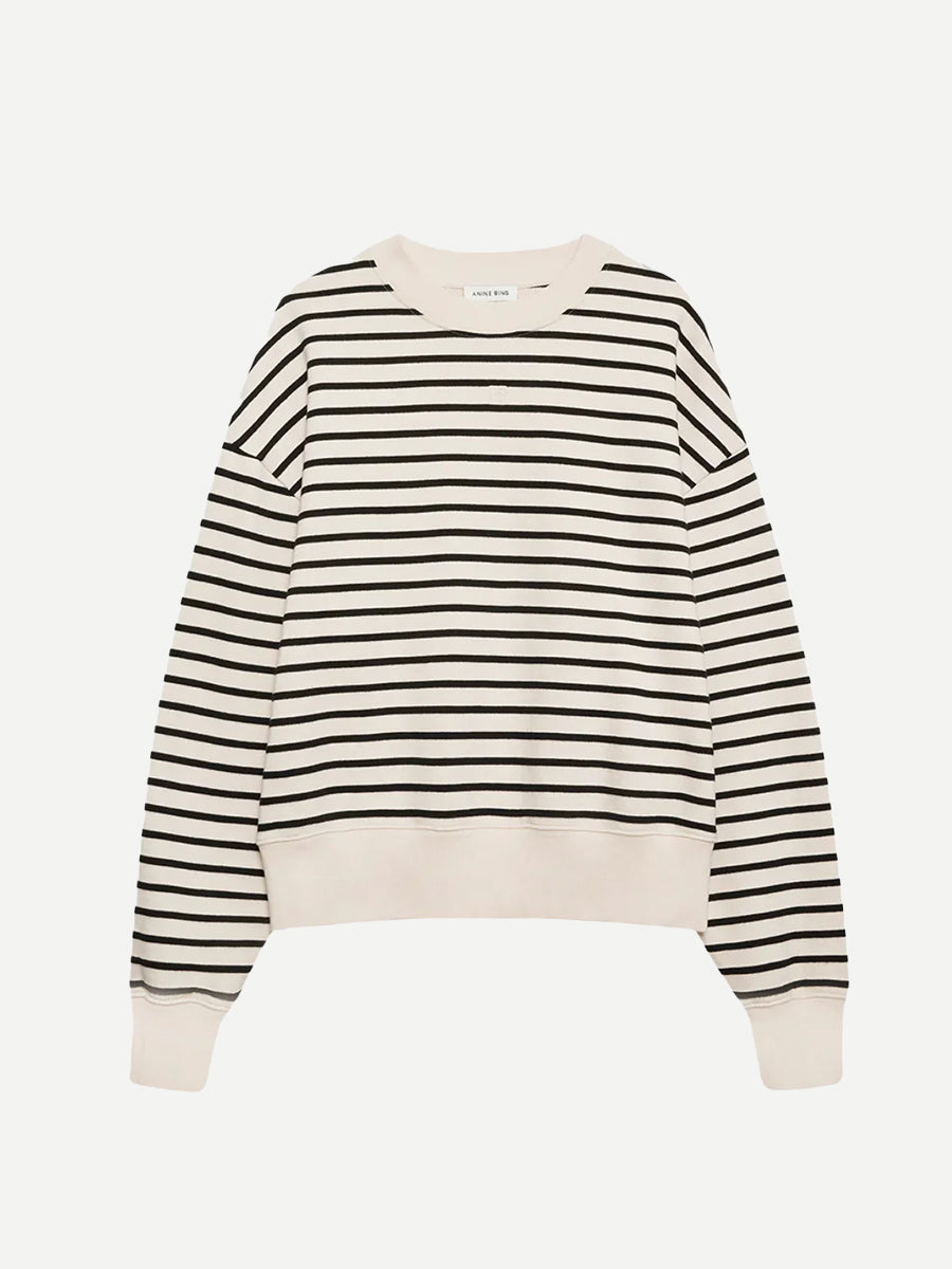 Anine Bing Dean Sweatshirt in Black Stripe Frech Terry