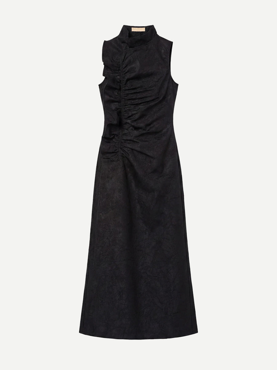 Demetria Taffeta Dress in Obsidian