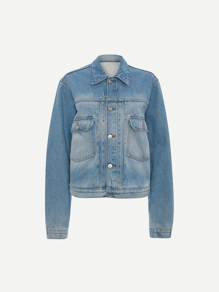 Victoria Beckham Denim Trucker Jacket in Heritage Blue