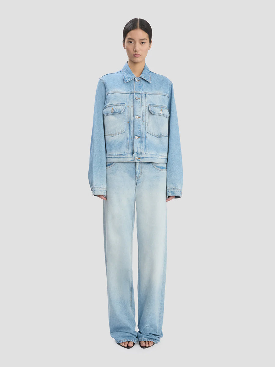 Victoria Beckham Denim Trucker Jacket in Heritage Blue