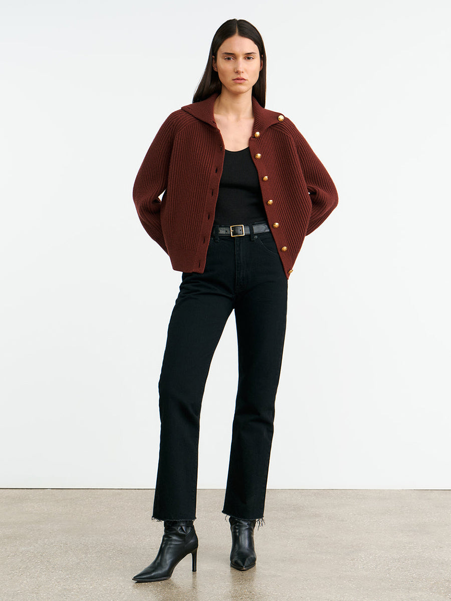 Nili Lotan Deryl Cardigan in Dark Rust