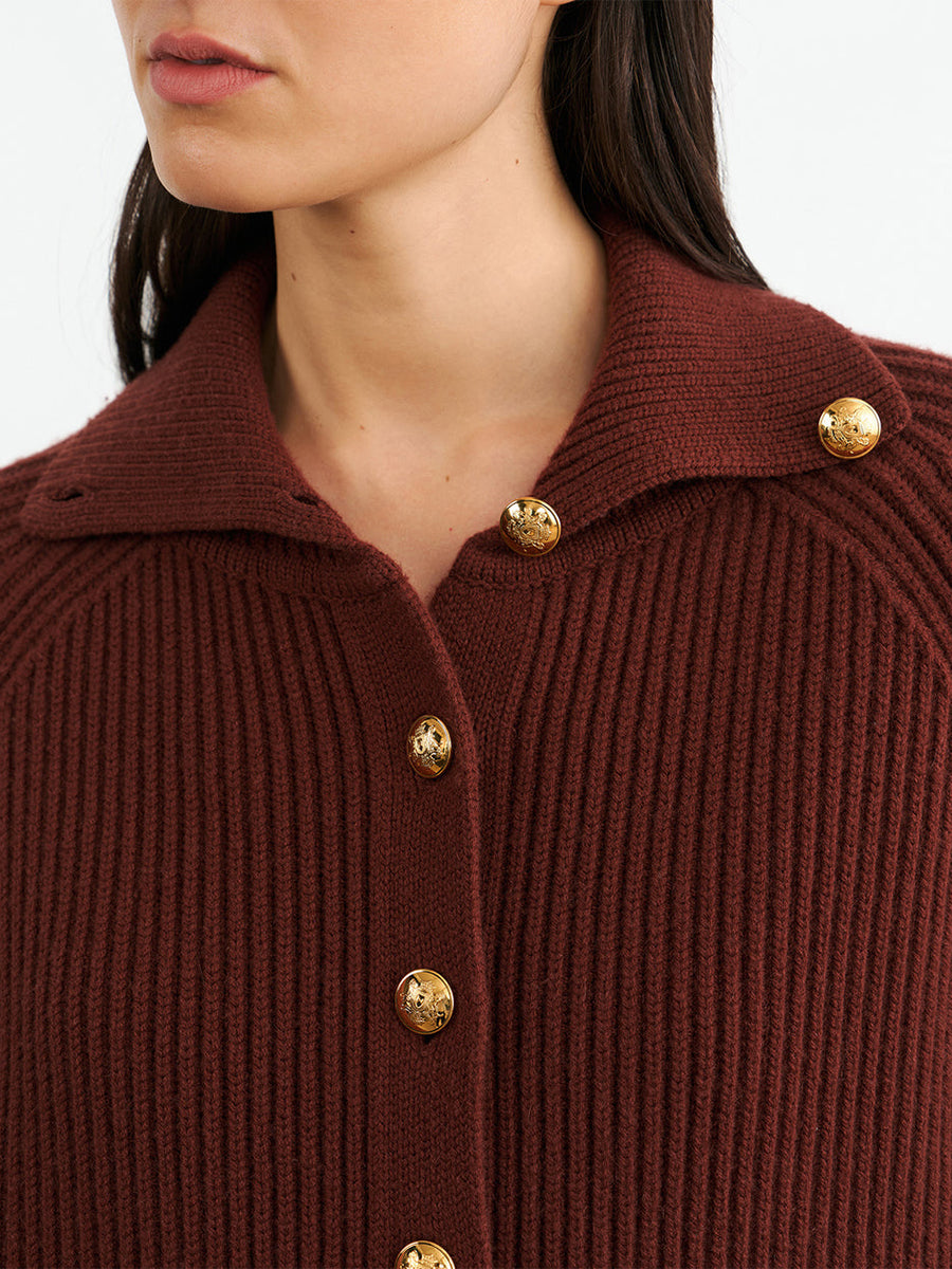 Nili Lotan Deryl Cardigan in Dark Rust