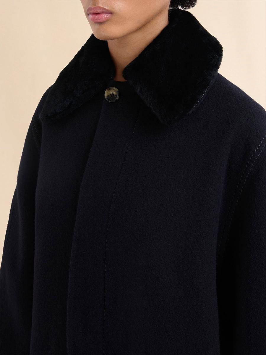 Marni Detachable Collar Duster Coat in Black