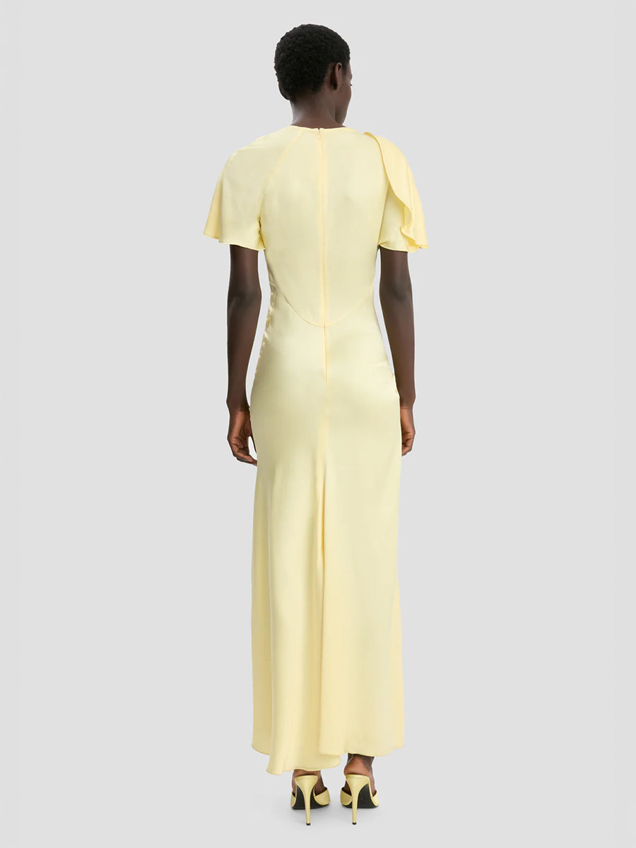 Draped Cap Sleeve Dress in Daffodil Yellow