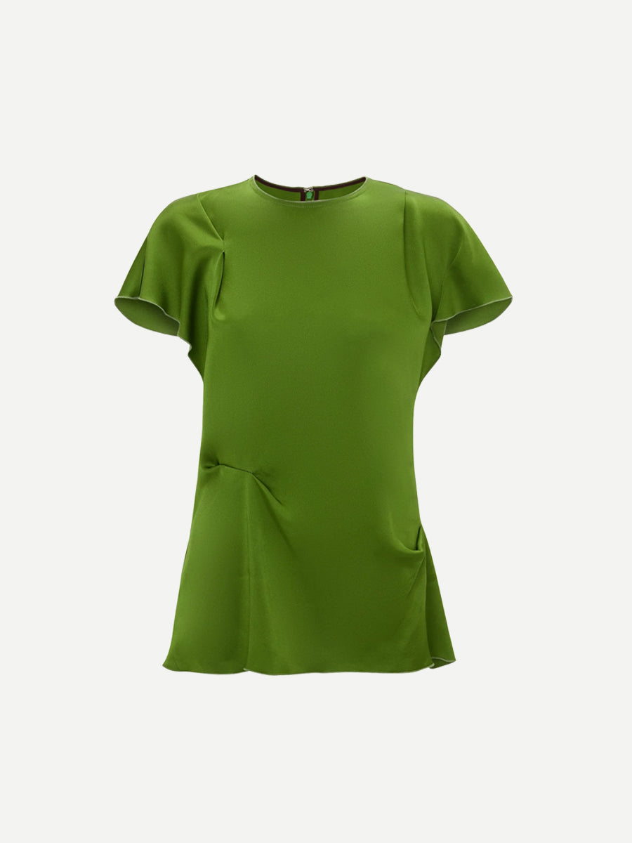 Victoria Beckham Draped Pleat Detail Top in Algae