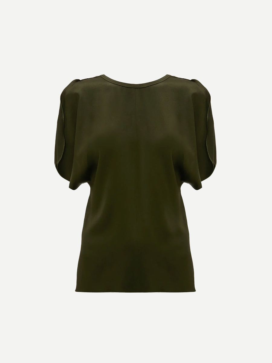 Draped Sleeve Top in Dark Olive