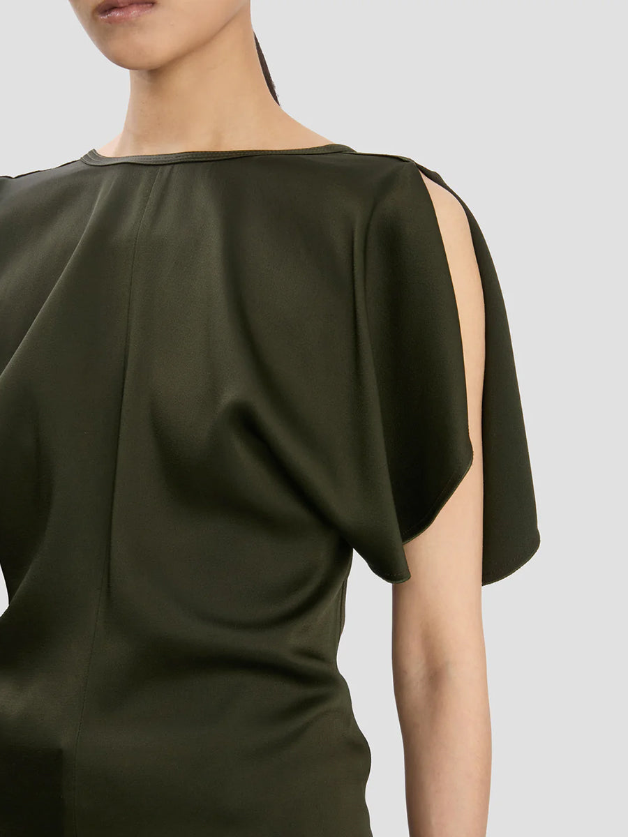 Draped Sleeve Top in Dark Olive