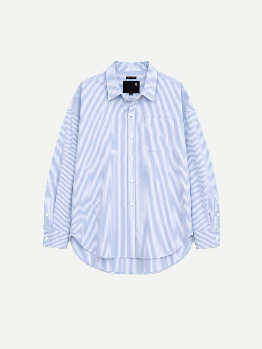 Drop Neck Shirt in Light Blue Stripe